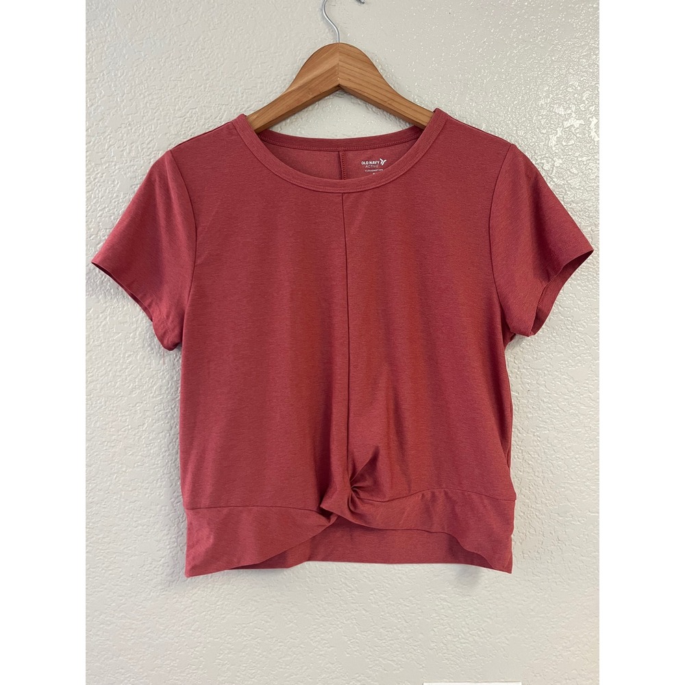 Old Navy Active Cloudmotion Twist Front Top Go-Dry Pink Short Sleeve Medium